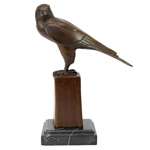 Bronze Bird Statue Noble Falcon Lost Wax Sculpture School Mascot